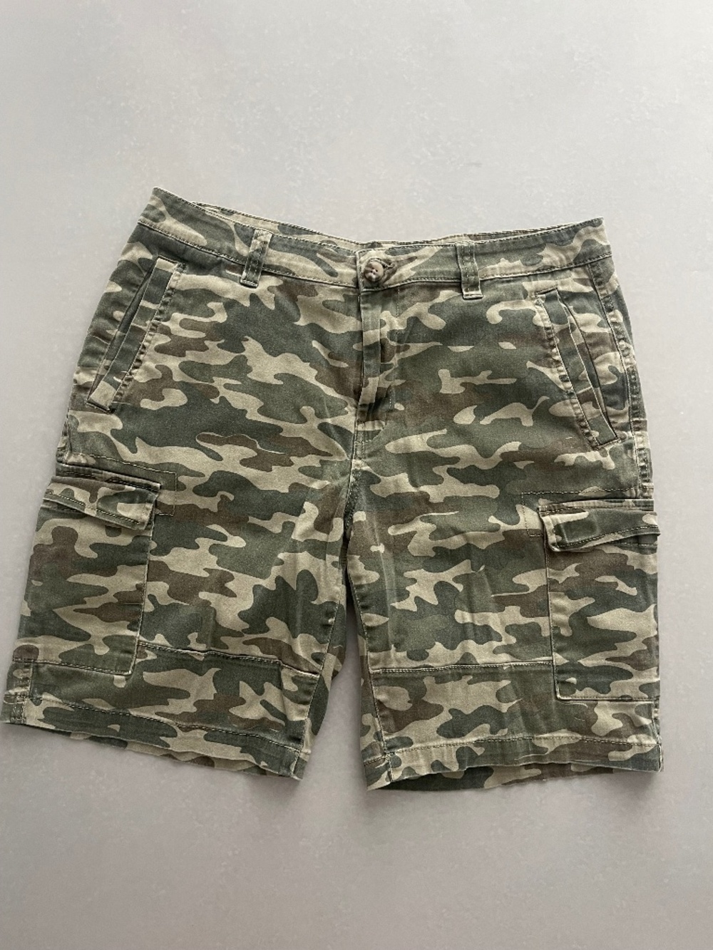 Eddie Bauer Men’s Camo Cargo Shorts Size 34 Stretch Outdoor Hiking - Picture 1 of 12